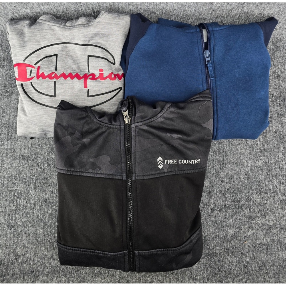 Lot of 3 Jackets Boys Sz 8 Hoodie Bundle Zip Pullover Uniqlo Champion School